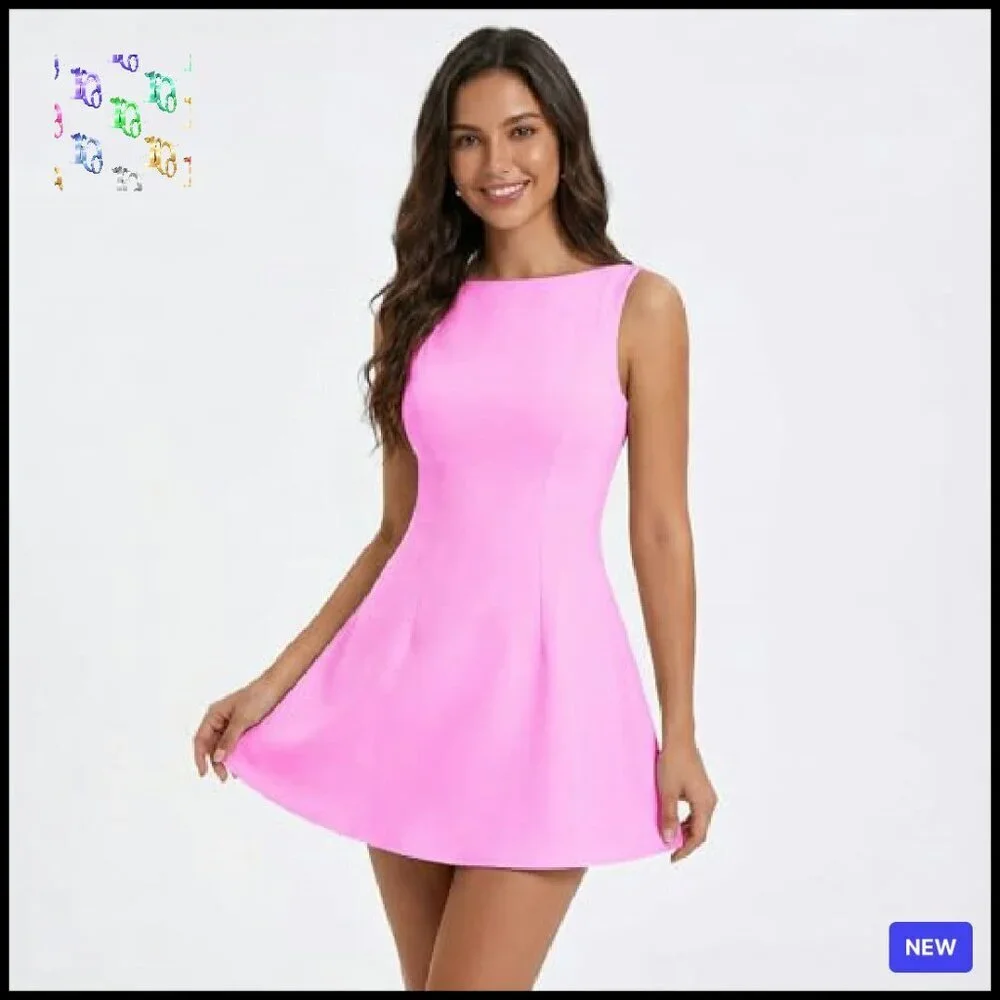 Backless Vest Mini Dress Sexy Slim Sleeveless Open Back Night Out Y2K